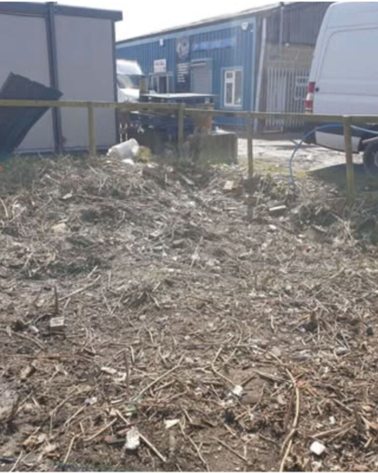 The same yard levelled and cleared